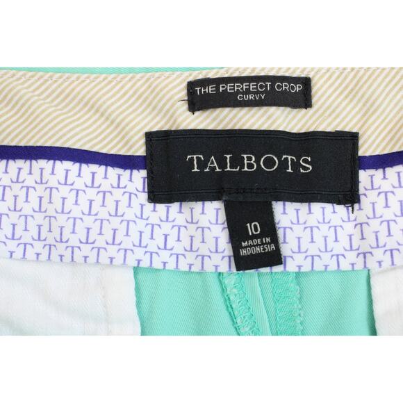 Talbots Pants Womens 10 Green Crop Curvy Stretch Mid-Rise Straight Leg - Picture 3 of 8